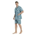thumbnail image 3 of GLOBAL Men’s Cotton Short Sleeve and Shorts Yarn Pajama Set, Summer Soft Classic Plaid Loungewear with Pockets, Sizes XL, 3 of 6