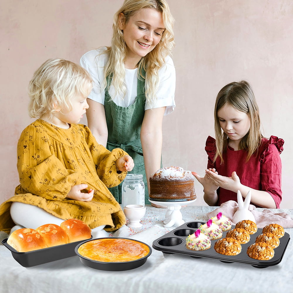 Baking Pans Set, 6-Piece Nonstick Bakeware Set with Cake Pan, Loaf Pan, Cookie Sheet, Kitchen Cookware Pan Baking Sheet Set for Oven Baking Supplies