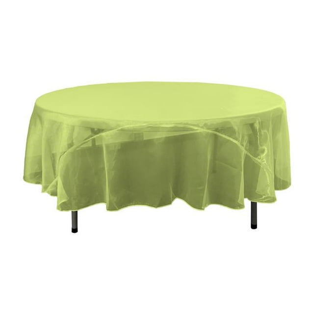 LA Linen TCOrgz90R-LimeO84 Nappe Ronde en Organza Miroir Transparent&44; Chaux - 90 in.