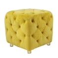 thumbnail image 5 of Yellow Velvet Ottoman Cube, Modern Upholstered Footstool, Small Accent Stool for Living Room, Bedroom, Entryway, 5 of 7