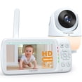 thumbnail image 1 of Yonvim Monitor de bebé 5.3" 1080P sin WiFi, monitor de video para bebé con cámara y audio, cámara 2K, grabación y reproducción de video de largo alcance de 1500 pies, batería de 7000 mAh, luz nocturna, 1 of 5