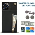 thumbnail image 6 of Crossbody Phone Case for iPhone 12 Pro Max Case with Card Holder for Women,iPhone 12 Pro Max Case Wallet with Strap Lanyard for Men,PU Leather Magnetic Clasp with Kickstand 6.7", Black, 6 of 16