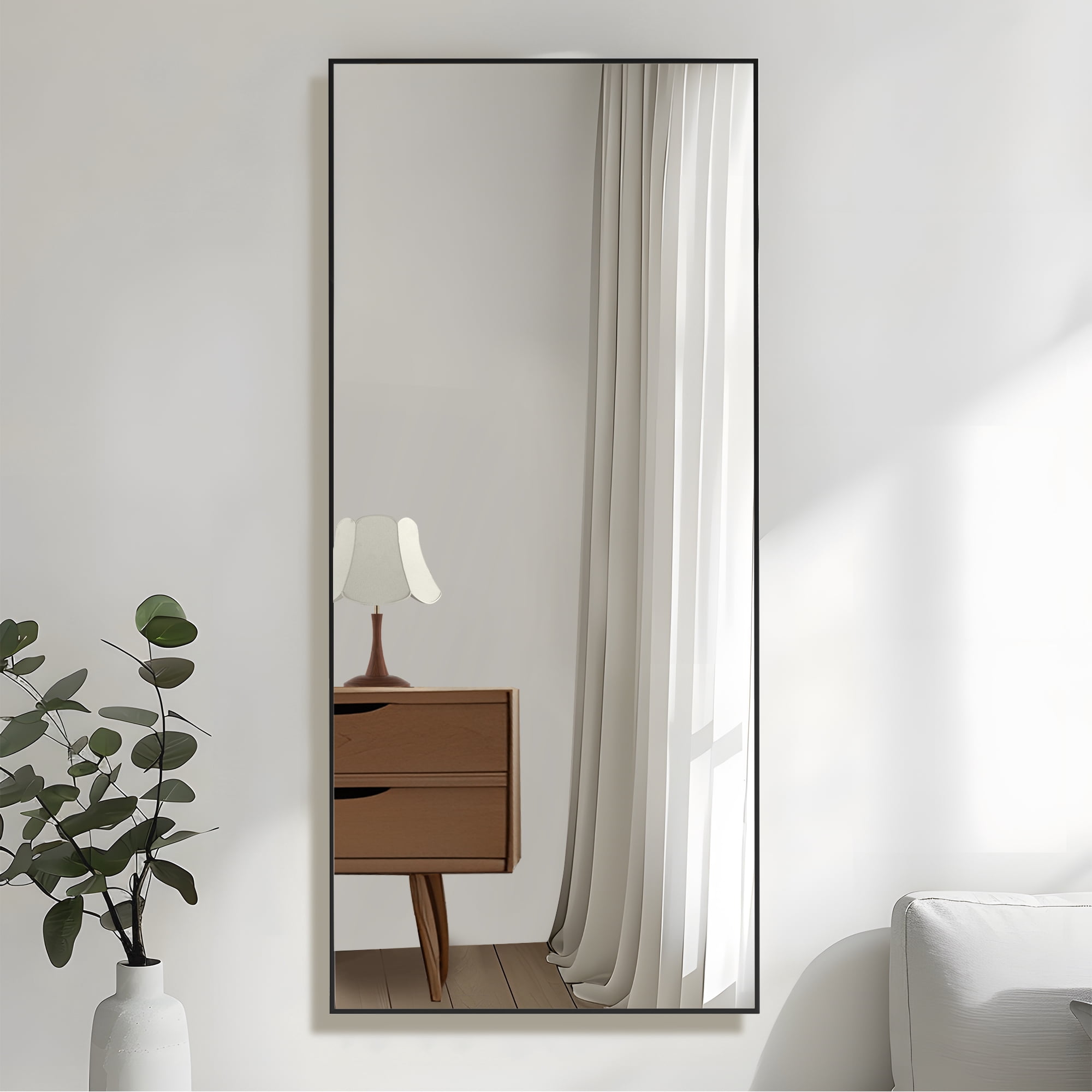79x35 Oversized Rectangle Aluminum Alloy Frame Full Length Mirror Floor Mirror,Black