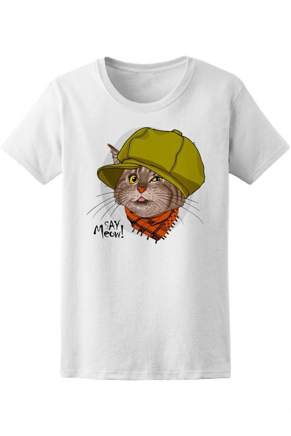 Smiley Cat With Green Cap Tee Women's -Image by Shutterstock