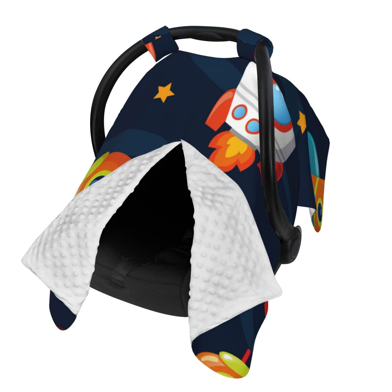 Naloa Spaceships and Stars Baby Car Seat Cover, Breathable Baby Carrier Cover, Multiuse Baby Carrier Cover & Nursing Breastfeeding Cover