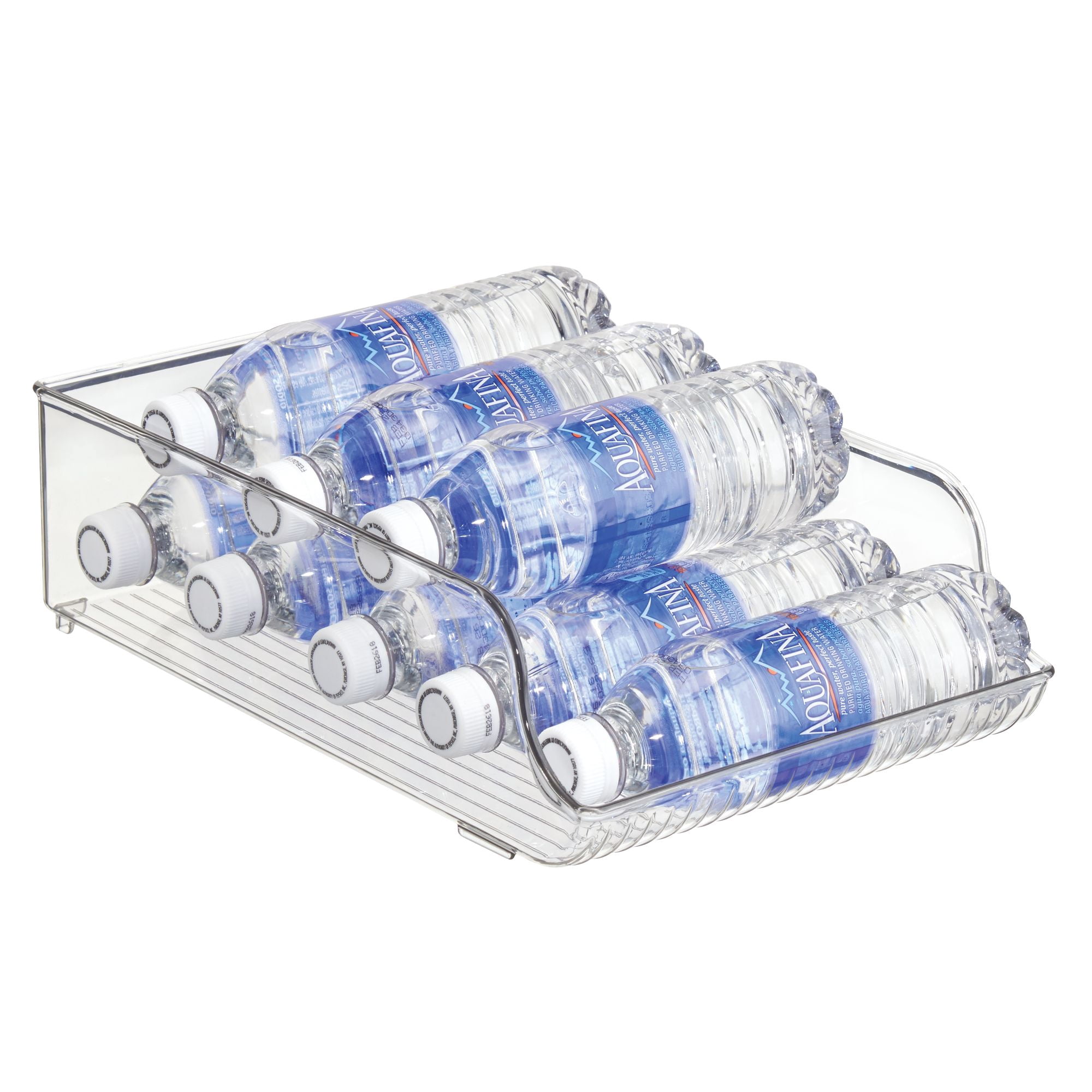 Plastic Water Bottle Organizer for Fridge - Refrigerator Bottle Holder for Kitchen, Pantry, and Countertop