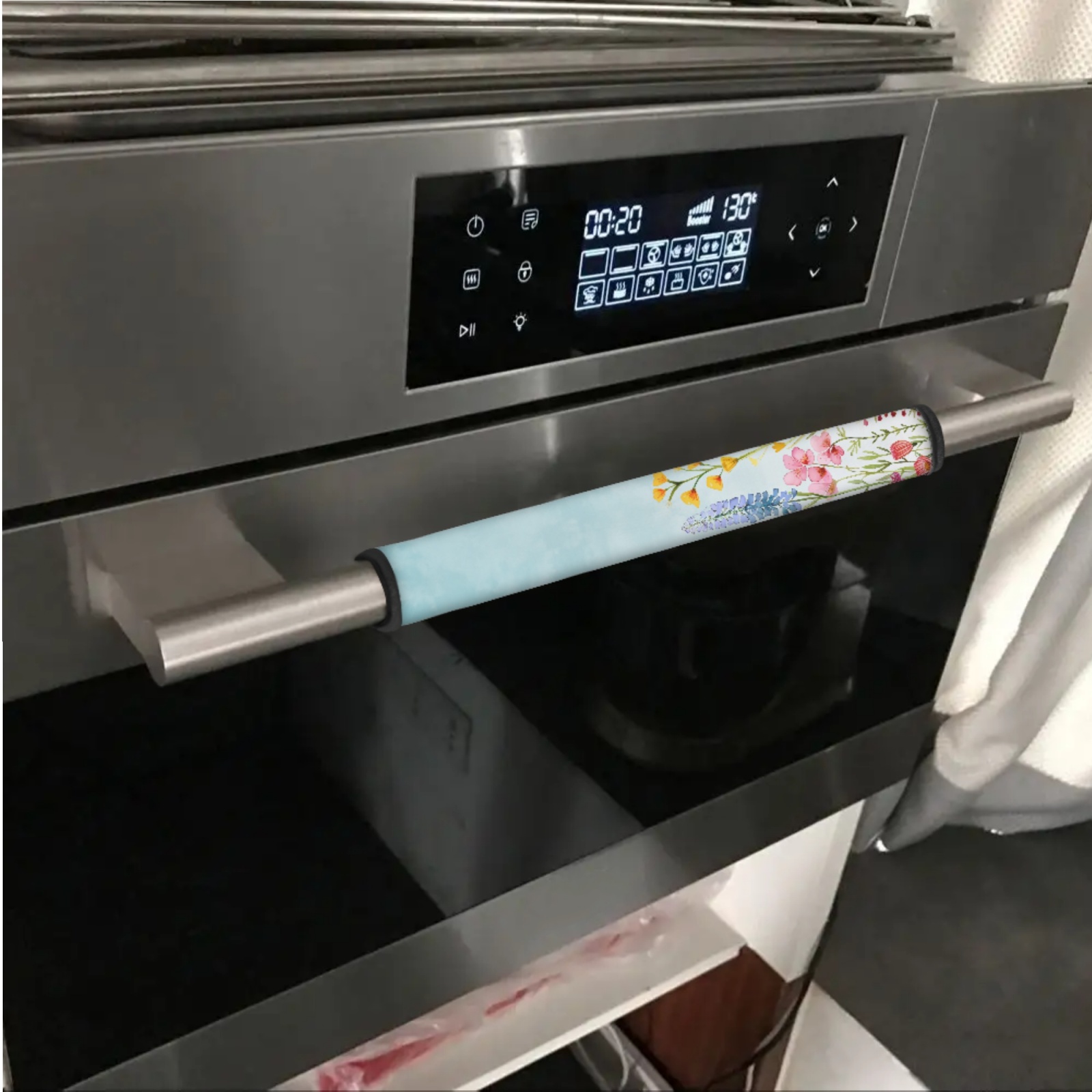 SEANATIVE Refrigerator Door Handle Covers Set of 6 Anti-Skid Anti-Static Kitchen Appliance Decor Handles Washable Fabric Keep Off Smudges, Fingerprints, Wear and Tear, Stains, Light Blue Sky Flowers