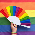 thumbnail image 4 of Rainbow Fans, 48-Pack Fans, Rainbow LGBTQ Portable Folding Fans, Folding Hand Fans Party Decorations,48 x Folding Fans,Multicolor, 4 of 8