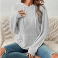 thumbnail image 5 of Kadahis Womens Long Sleeve Solid Color Knitted Sweaters Casual Solid Color Hoodies Sweater Tops Pullover, 5 of 5