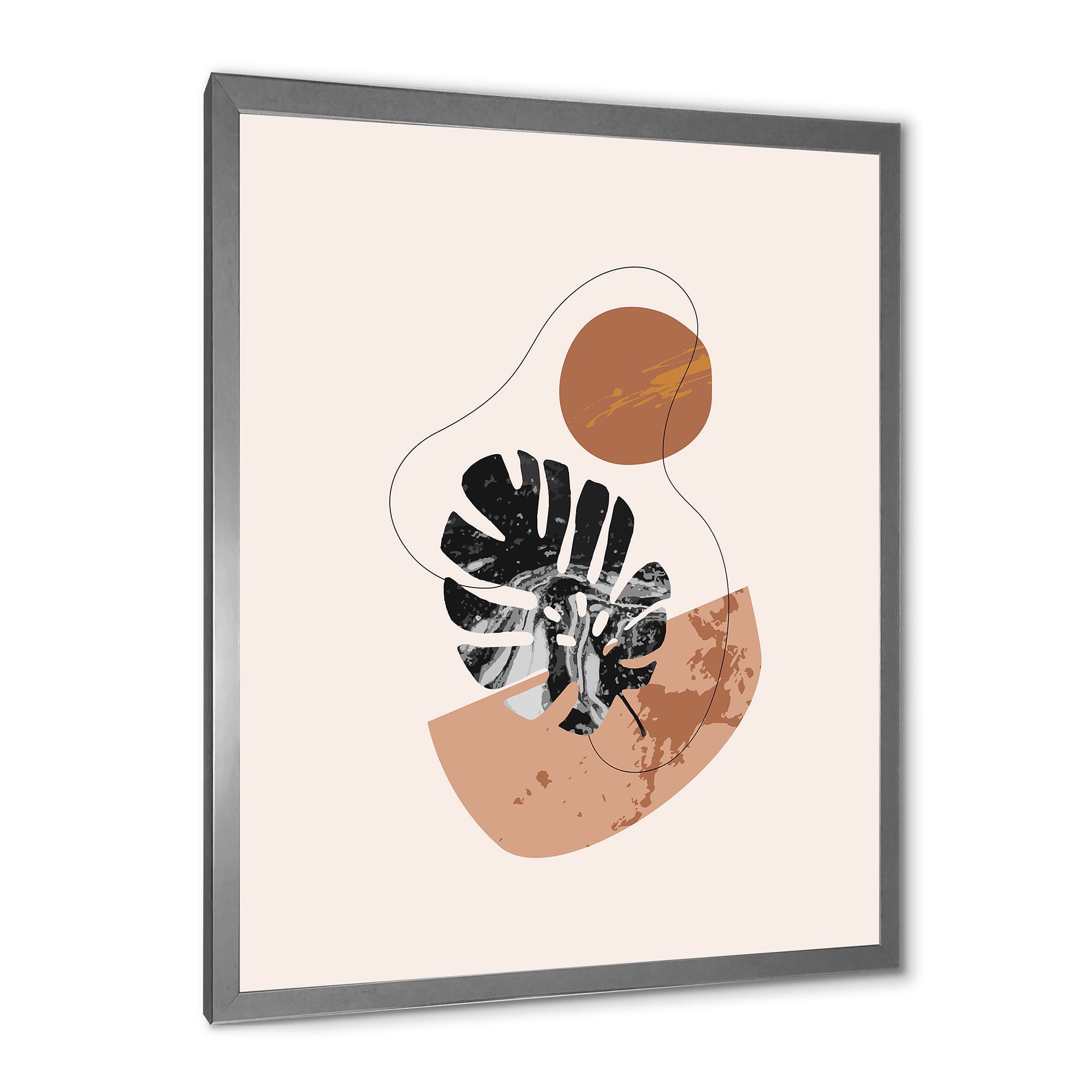 Designart 'Abstract Tropical Monstera Shapes and Leaves' Modern Framed Art Print