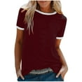 thumbnail image 2 of Qtocio Hauts Grande Taille pour Femmes, T-Shirts à Manches Courtes Col Rond Couleur Unie Décontractés, T-Shirts d'Été Confortables et Amples pour Dames, 2 of 3