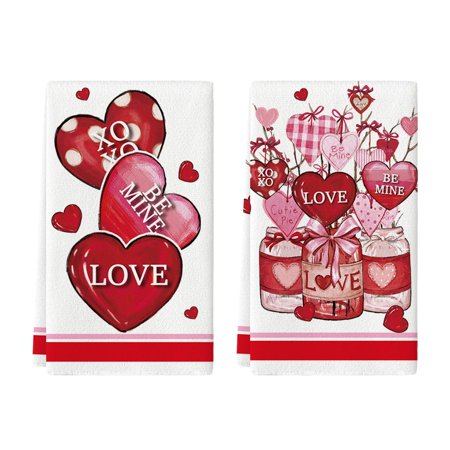 

Artoid Mode Vase Hearts Love Valentine s Day Kitchen Towels Dish Towels 18x26 Inch Be Mine Anniversary Wedding Decoration Hand Towels Set of 2 C49
