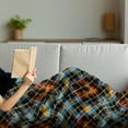 thumbnail image 3 of Plaid Soft Flannel Fleece Throw Blanket, Contemporary Design of Geometrical Diagonal Tartan Pattern with Intersecting Lines, Cozy Plush for Indoor and Outdoor Use, 70" x 90", Multicolor, by Ambesonne, 3 of 5