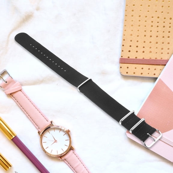WEAVILUX Adjustable Black Nylon Watch Bands for Men and Women, Replacement Straps for Everyday Use