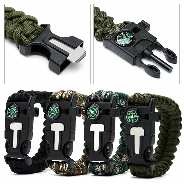 4 Multifunction Outdoor Survival Rope Paracord Bracelet Camping Hiking