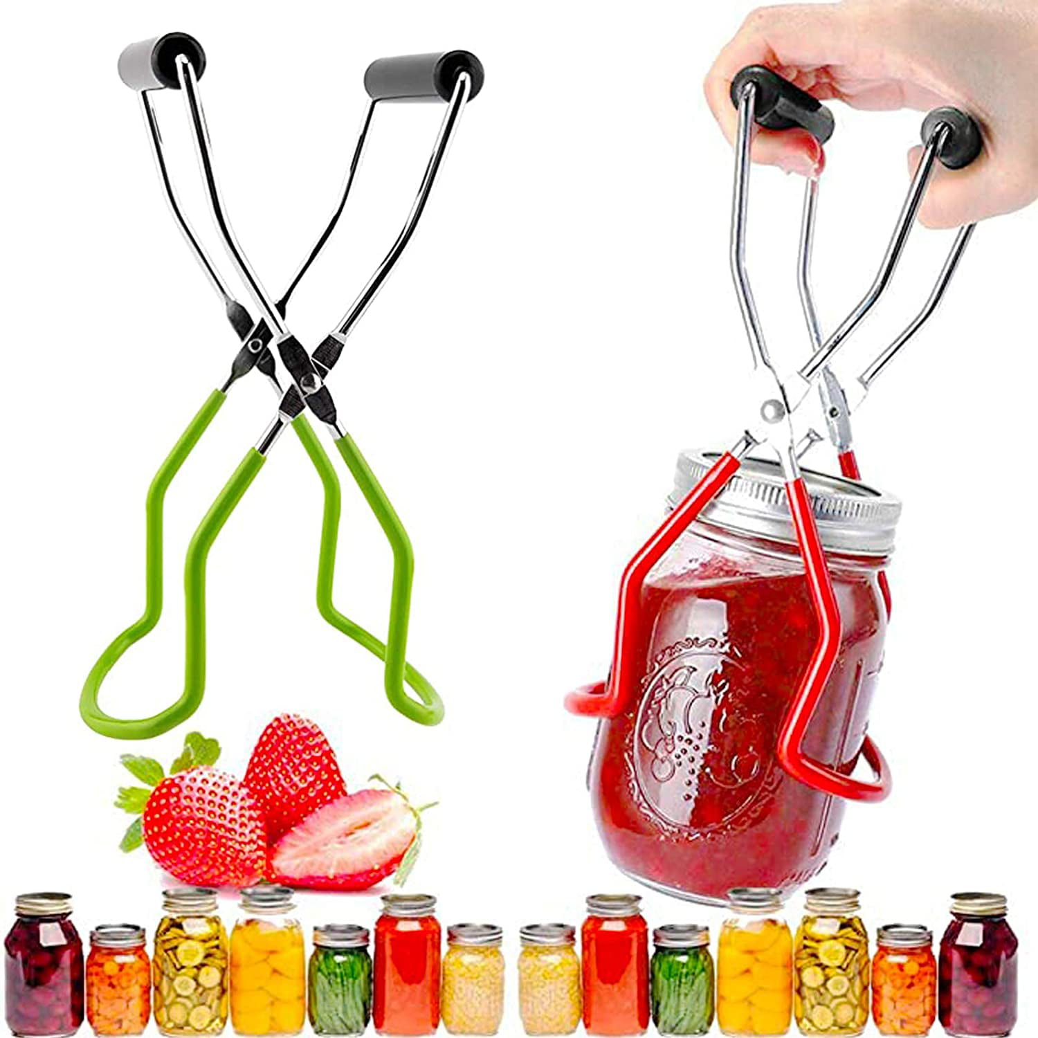 Details about   Anti-Scald Anti-Skid Canning Tongs Stainless Steel Jar Lifter with Grip Handle 