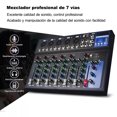 thumbnail image 2 of 7-Channel F7 Audio Mixer with Bluetooth & USB, 48V Phantom Power, Digital Reverb, LED Display - Professional for Stage Performances, Live Streaming, KTV, Meetings, DJs - Black ABS Build, US/EU Plug, 2 of 7