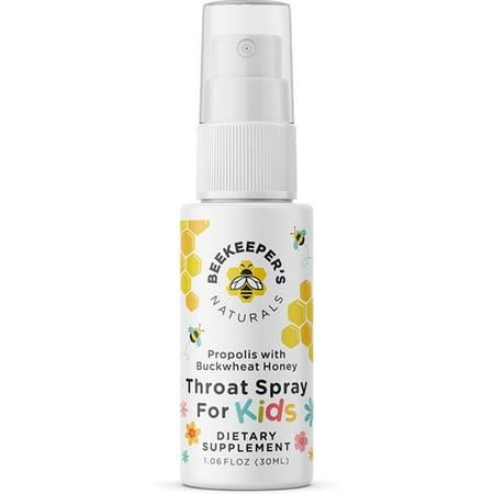 BEEKEEPER'S NATURALS Propolis Throat Spray for Kids - 95% Bee Propolis Extract - Natural Immune Support & Sore Throat Relief, Great for Cold & Flu Symptoms - Has Antioxidants & Gluten-Free (1.06