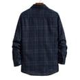thumbnail image 2 of Men's Regular Fit Plaid Flannel Shirts Button Down Shirts Long Sleeve Cuffed Shirts  Lightweight Fall Jackets 01#Navy L, 2 of 5