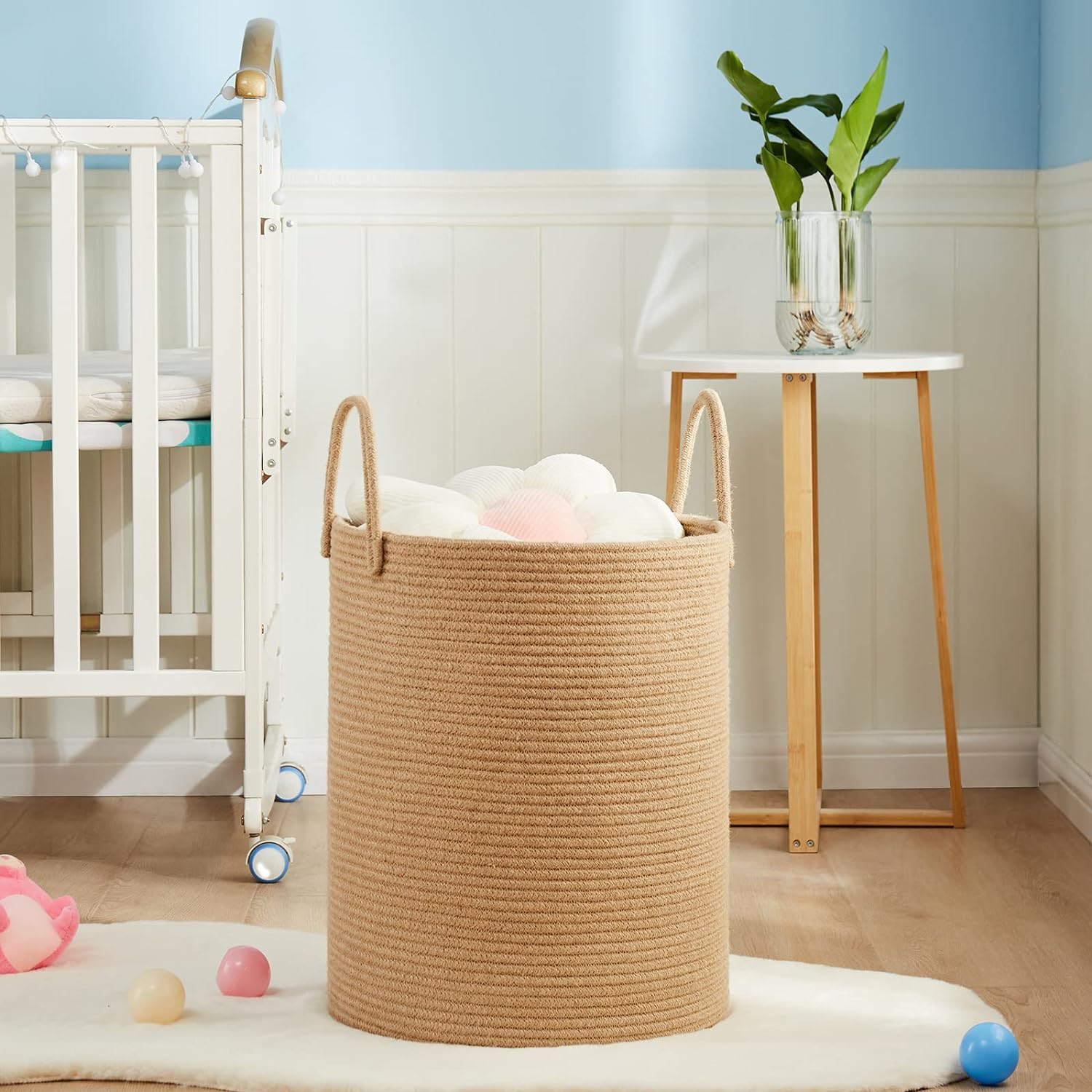 Home Decorators Collection Elephant White Wicker Laundry Basket With Lid – Nursery Decor