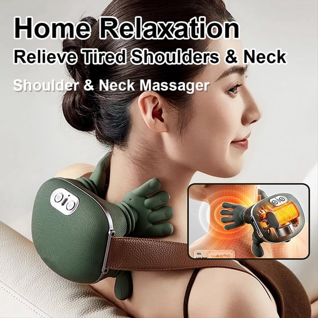 Neck Shoulder Massager Heated Back Massagers Electric Kneading Muscles Massage Pillow Neck Waist Leg Body Massager