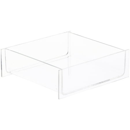 Plymor Clear Acrylic Square Open Top Merchandise Display Tray, 6" W x 6" D x 2" H (2 Pack)