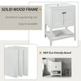 thumbnail image 5 of EUROCO 24" Bathroom Vanity Base Only, Soild Wood Bathroom Storage Cabinet with Doors and Open Shelf, White, 5 of 8