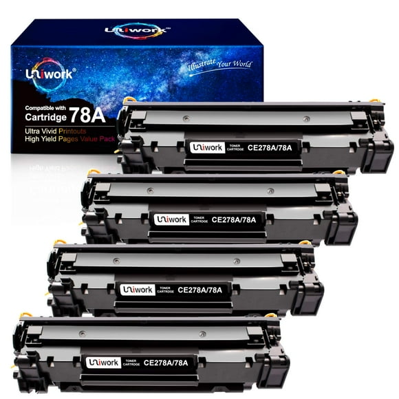 Uniwork Cartouche de Toner compatible de Remplacement pour HP 78A cE278A pour Laserjet Pro P1606dn M1536dnf P1566 P1560 P1606 M1536 Plateau d'Imprimante, 4 Noir