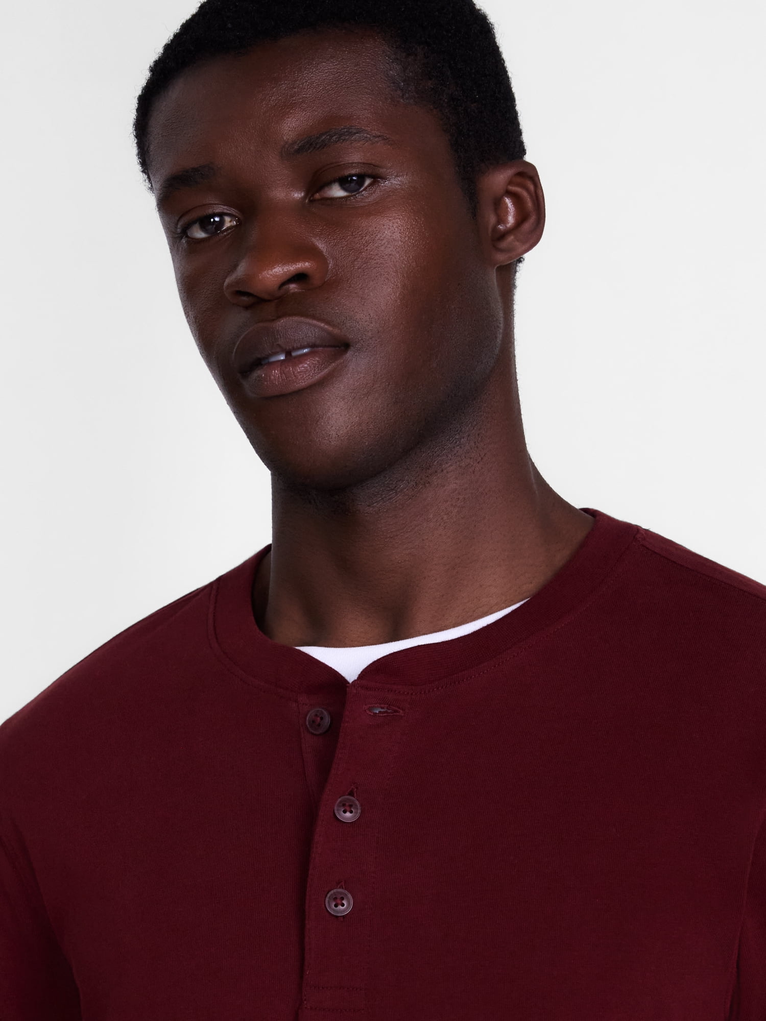 George Men's Henley Shirt with Long Sleeves, Sizes S-5XB
