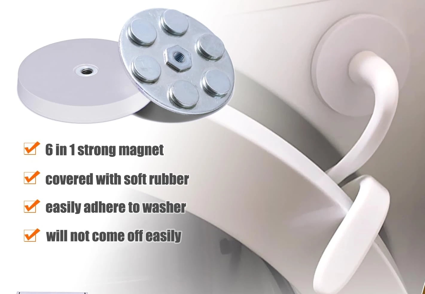 Front Load Washer Door Prop, Magnetic Flexible Washer and Dryer Door Support Keep Washer Drying Door Open to Keep Dry (White, 2pcs)