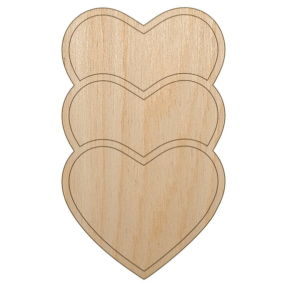 Heart Love Trio Wood Shape Unfinished Piece Cutout Craft DIY Projects - 4.70 Inch Size - 1/8 Inch Thick
