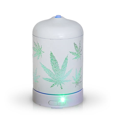 Aromar 100 mL Ultrasonic Metal Flying Leaf Design Essential Oil and Scented Oil Diffuser (White)