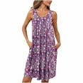 thumbnail image 2 of Sakmal Vintage Moomoo Womens Knee Length Soft Purple Sleep Dress Sleeveless Floral Sleep Tanks with Pockets, 2 of 7