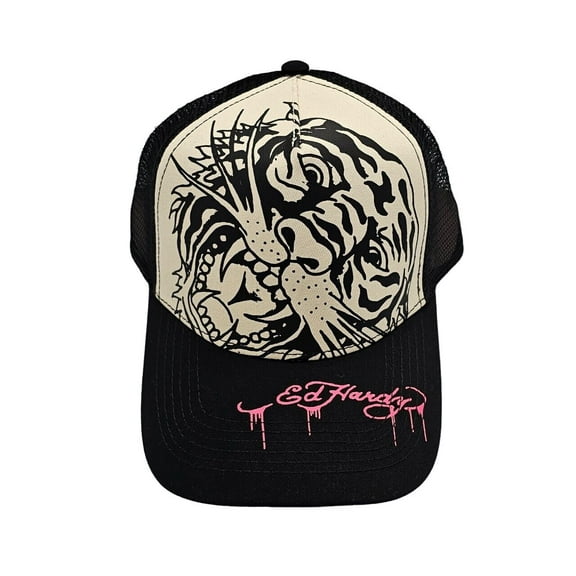 Ed Hardy Tiger Outline Hat Ivory/Black - EHH0001-10
