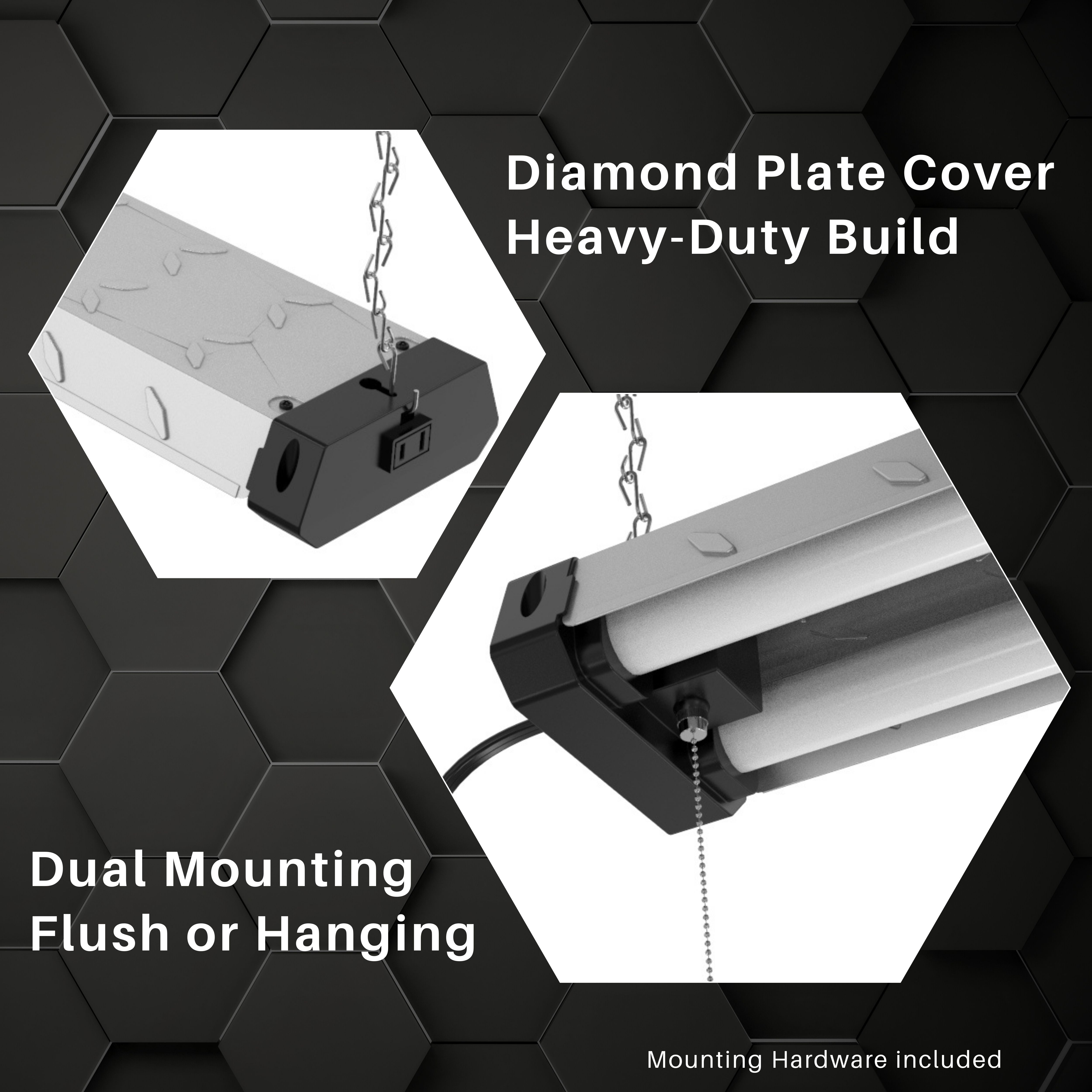 DYMOND 4’ LED Shop Light Linkable 5500lm Bright Daylight Heavy Duty Metal Frame