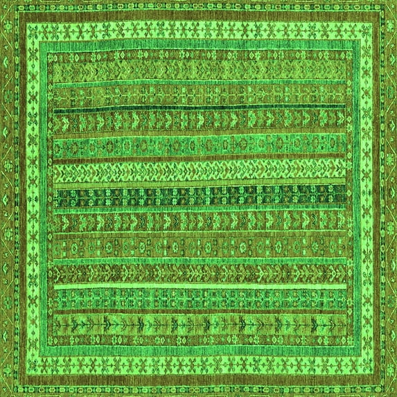 Ahgly Company Indoor Square Abstract Green Modern Area Rugs, 6' Square