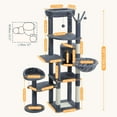 thumbnail image 6 of Pefilos 59" Cat Tree Tower for Indoor Cats, Multi-Level Cat Condo with 3 Removable Pompom Sticks, Cat Tree House with Hammock, Scratching Post, and 2 Perches, Dark Gray, 6 of 7