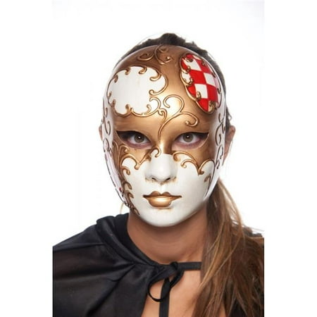 Kayso PM030RD Red & Gold Full Face Plastic Venetian Mask