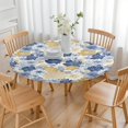 thumbnail image 3 of Pioneer Flower Floral Print Pattern Round Fitted Tablecloth with Elastic Edge,Dining Table Cover Waterproof,Outdoor Round Tablecloth for Camping,Dining,Indoor and Outdoor, 3 of 7