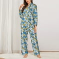 thumbnail image 2 of Honeii Flower and Sail Boat print Women's Pajama Sets Long Sleeve Button Down Sleepwear Nightwear Soft Pjs Lounge Sets-XX-Large, 2 of 7