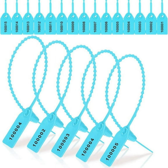 1000 Pcs Plastic Tamper Seals Tags Security Tags Seals Safety Numbered Zip Ties Labels Light Blue