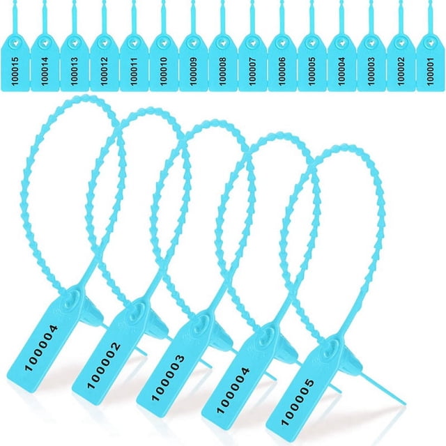 1000 Pcs Plastic Tamper Seals Tags Security Tags Seals Safety Numbered Zip Ties Labels Light Blue