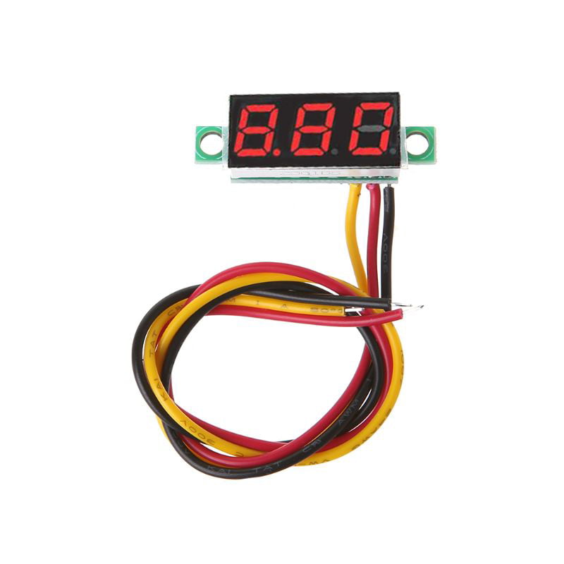 3Pc DC 0-100V 3 Wires Digital Voltmeter Voltage Gauge for Motorcycle Car Red 