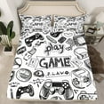thumbnail image 2 of Manfei Sketch Gamepad Twin Sheet Sets,Modern Video Game Twin Fitted Sheet,White Black Flat Sheet For Boys Kids,Super Cozy Bedroom Decor,3-Piece, 2 of 7