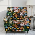 thumbnail image 2 of HELLHERO Skull Print Recliner Couch Covers That Stay in Place Hippie Flower Print Recliner Chair Covers Slipcovers with Storage Pockets Dust-proof Washable, 2 of 8