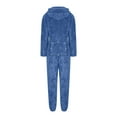 thumbnail image 5 of Penkiiy Women's One Piece Fleece Sleepwear Cute Ears Hooded Christmas Pajamas Jumpsuit Butt Button Back Flap Rompers L Light Blue, 5 of 6