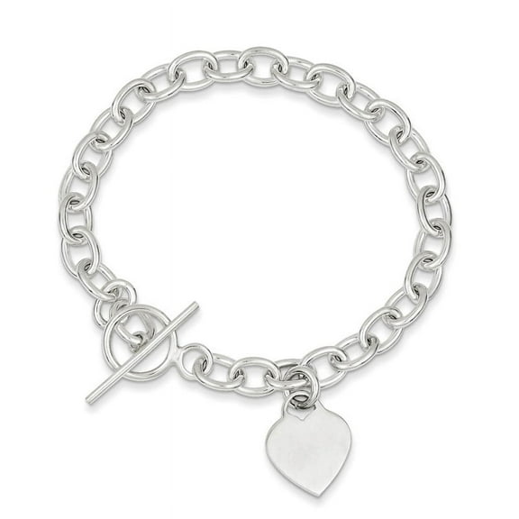 Sterling Silver Dangling Engraveable Heart Charm Bracelet QG1461