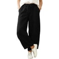thumbnail image 2 of FRSASU Barrel Sweatpants Women Cropped Wide Leg Pants High Waisted Drawstring Casual Pants with Pockets Black, 2 of 6