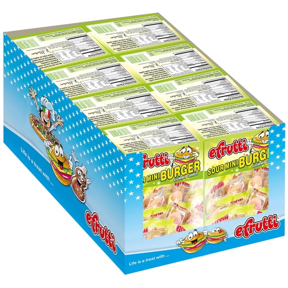 Efrutti Sour Mini Burger Gummy Candy, 0.32 Ounce - 480 per case.