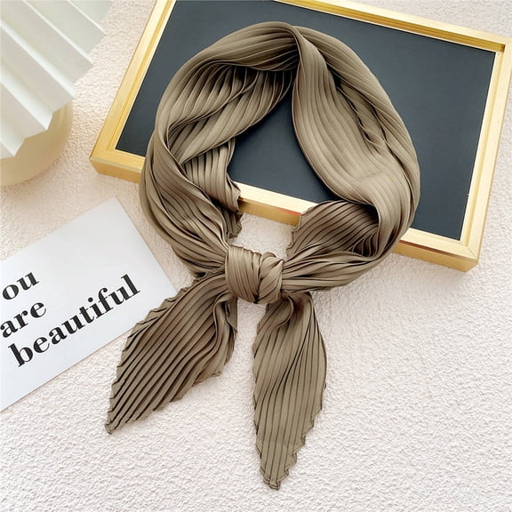 Silk Solid Pleated Scarf Lightweight Decorative Neck Wrap Spring